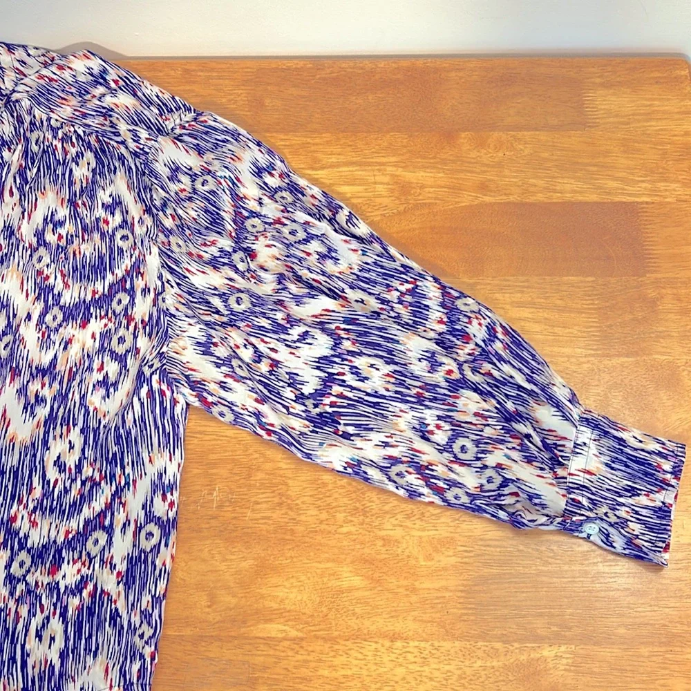 Isabel Marant Étoile yacah Blouse SilkFeather Print Ikat Purple Size 40 (M) - Picture 11 of 13